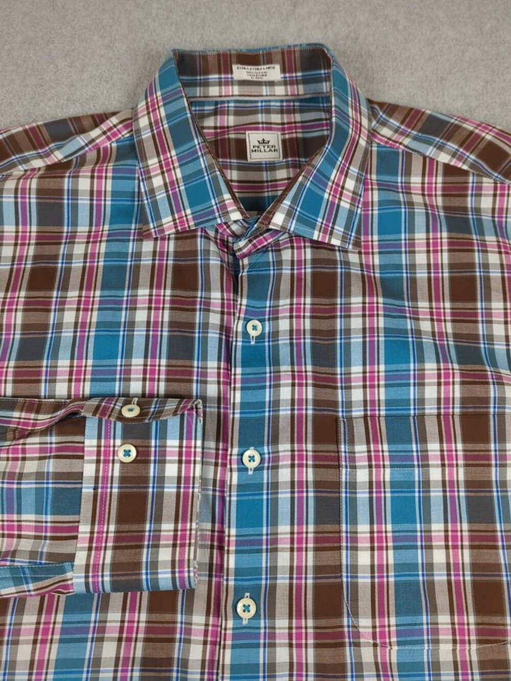 Peter Millar Shirt Men's 2XL Plaid Long Sleeve Casual Button Up